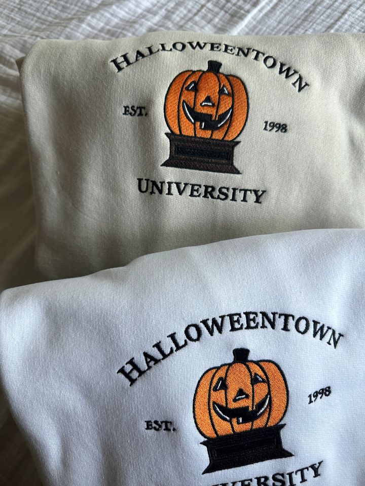 Halloween Town University Embroidered Halloween crewneck sweater