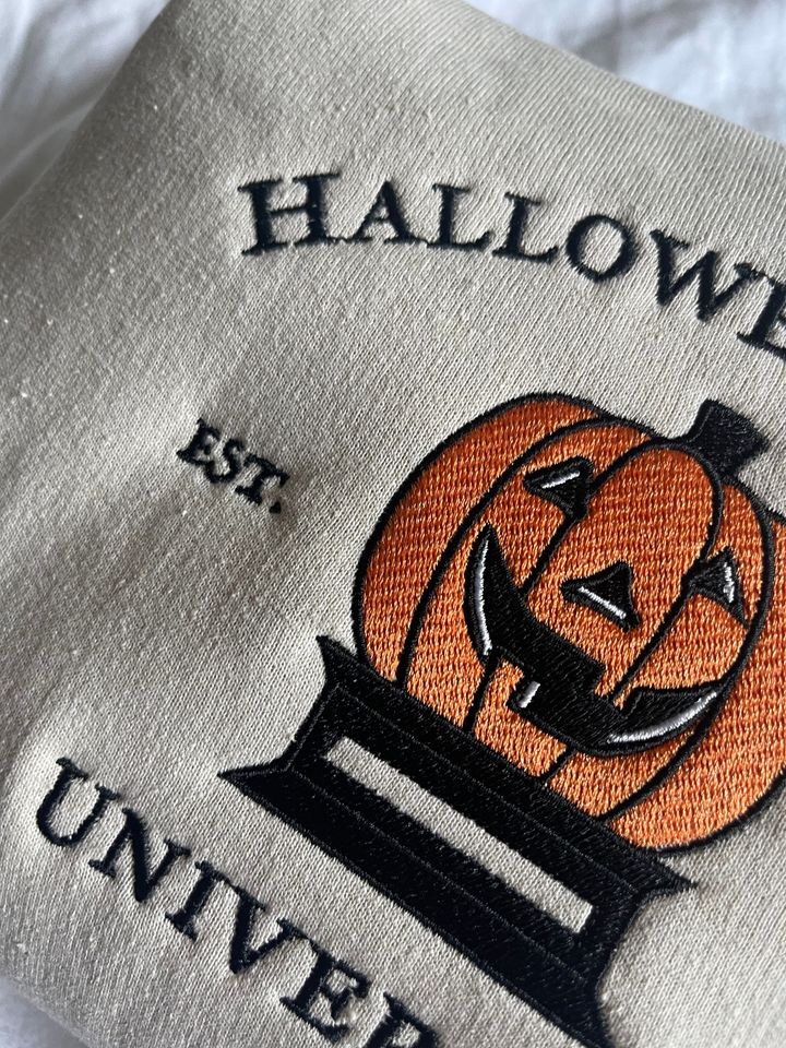 Halloween Town University Embroidered Halloween crewneck sweater