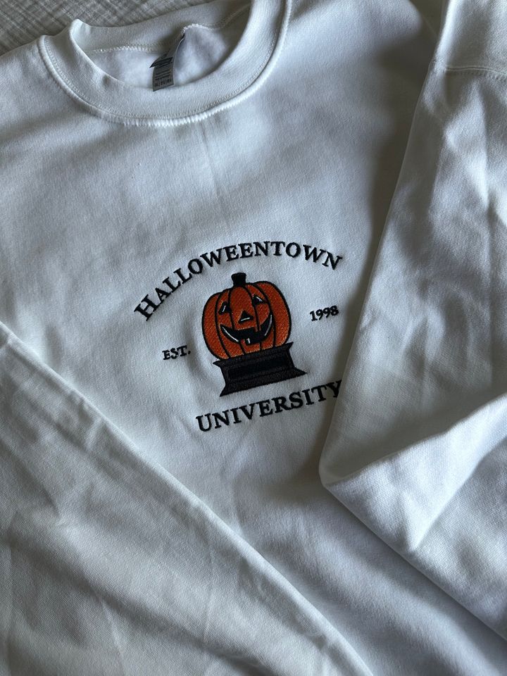 Halloween Town University Embroidered Halloween crewneck sweater