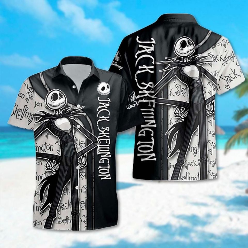 Jack Skellington Hawaii Shirt, The Nightmare Before Christmas Hawaiian Shirt, Horror Halloween Character T-Shirt, Jack Skellington Tee