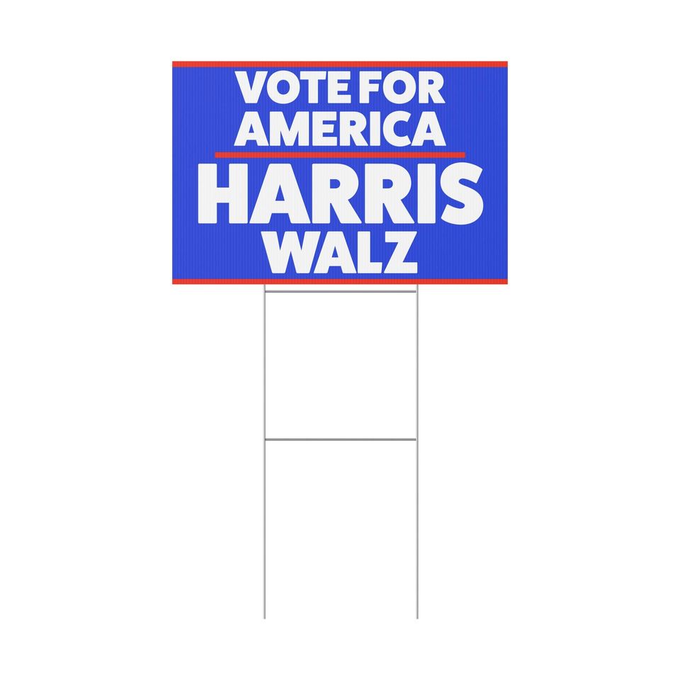 Vote for America HARRIS Walz Plastic Yard Sign! Harris Walz 2024!