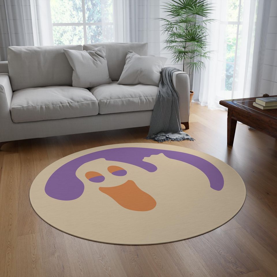 Halloween Sugar Cookie Ghost Round Rug Spooky Home Decor
