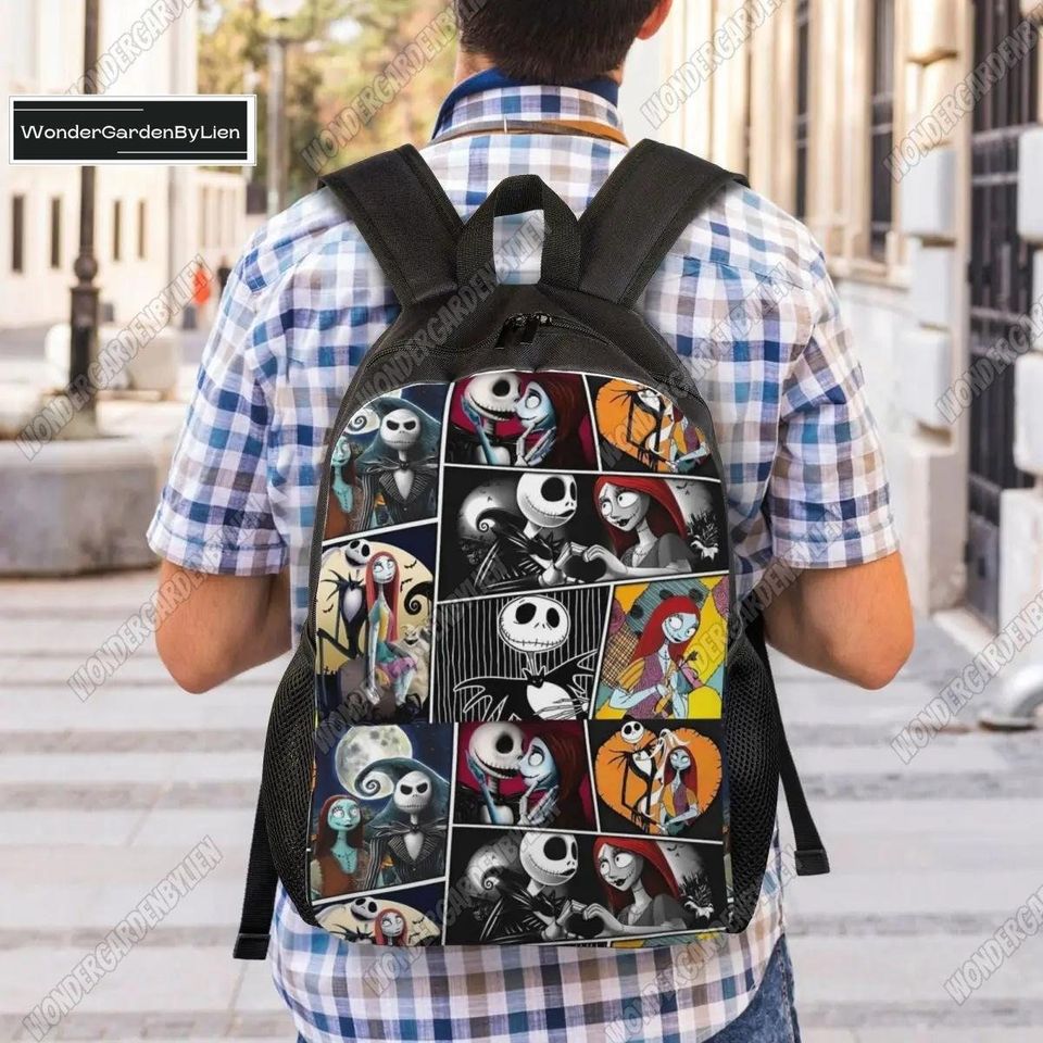 Jack Skellington And Sally Backpack, Nightmare Before Christmas Lunch Bag, Disney Cartoon School Bag, Casual Travel Bag Kids And Adult