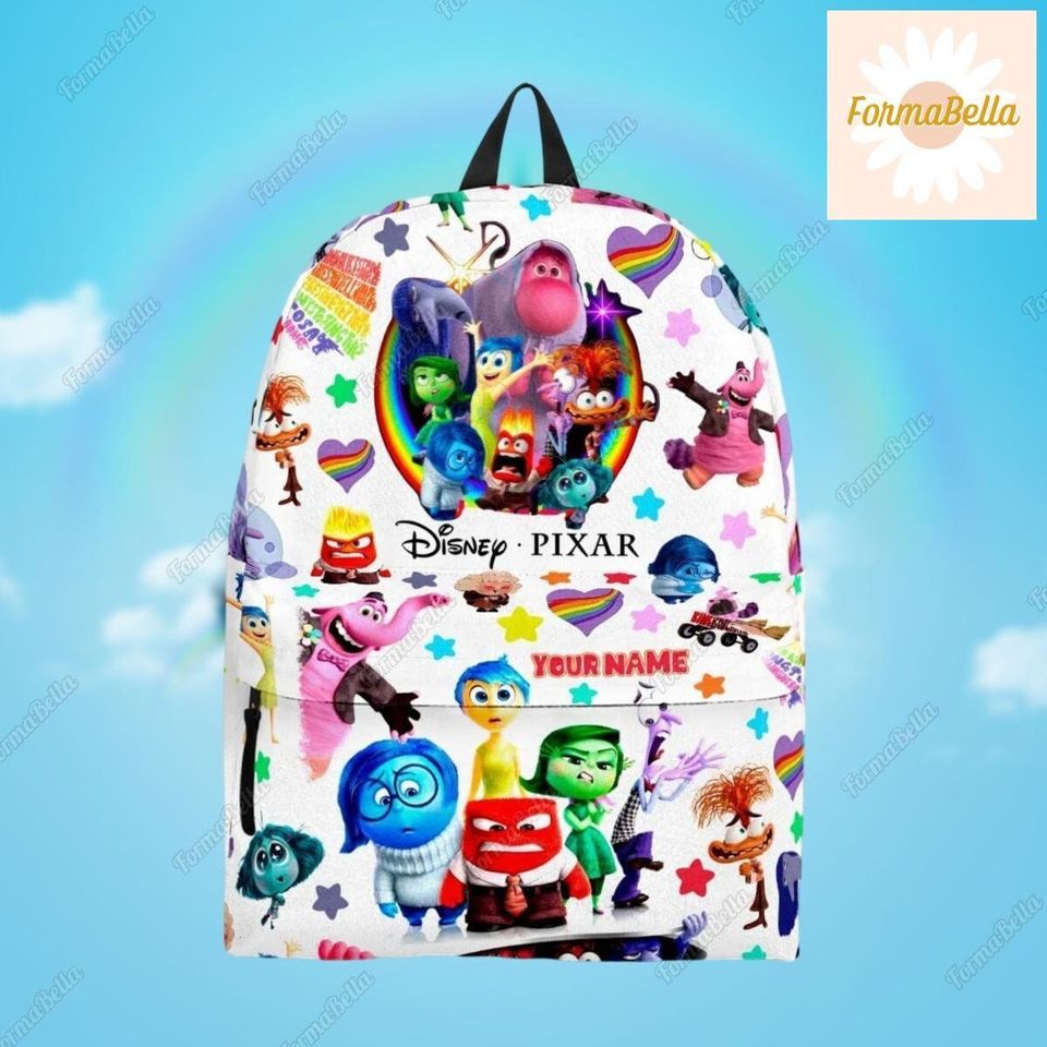 Halloween Custom Inside Out Front Zip Student Backpack, Disney Pixar Characters Backpack, Back To School Gift, Anger Sadness Disgust