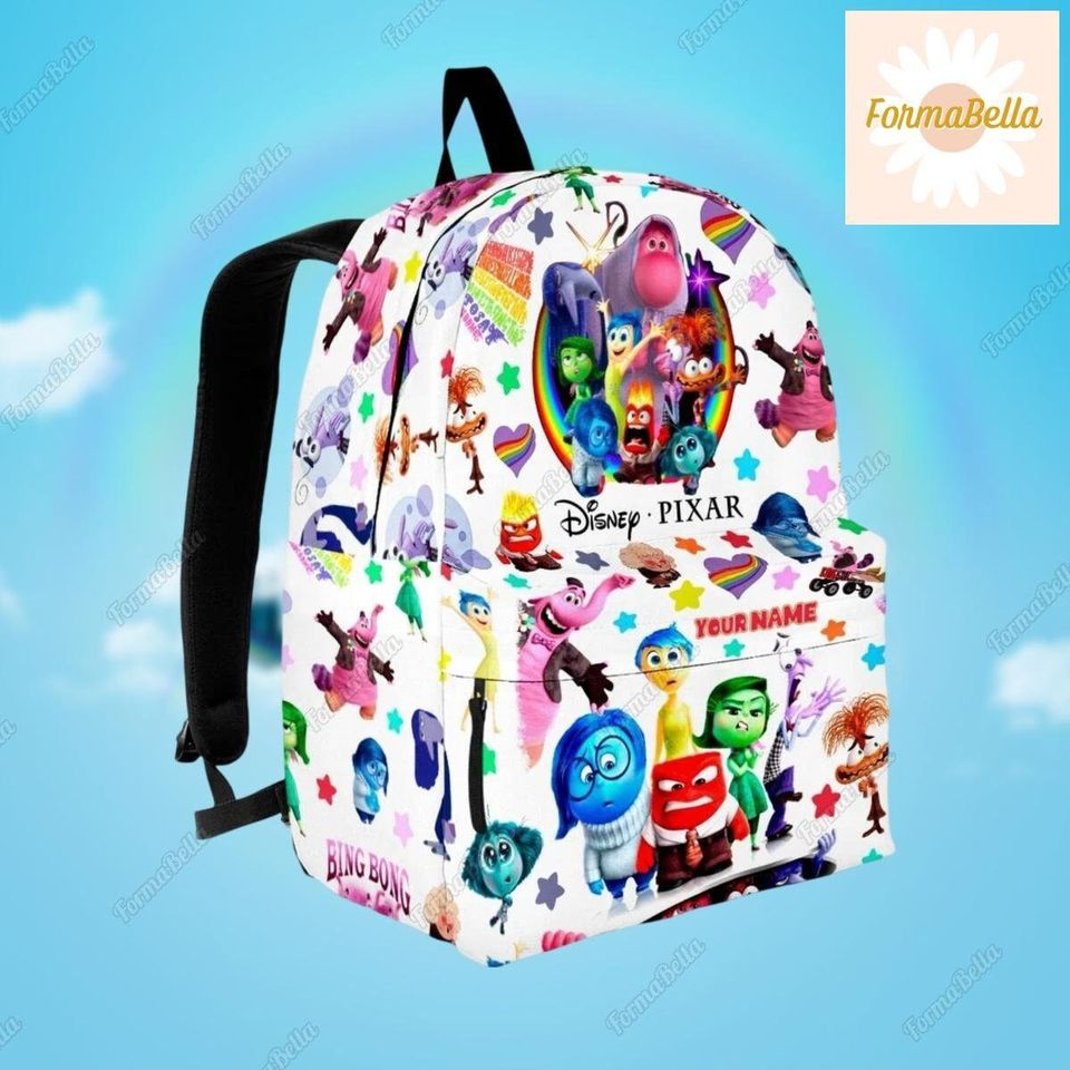 Halloween Custom Inside Out Front Zip Student Backpack, Disney Pixar Characters Backpack, Back To School Gift, Anger Sadness Disgust