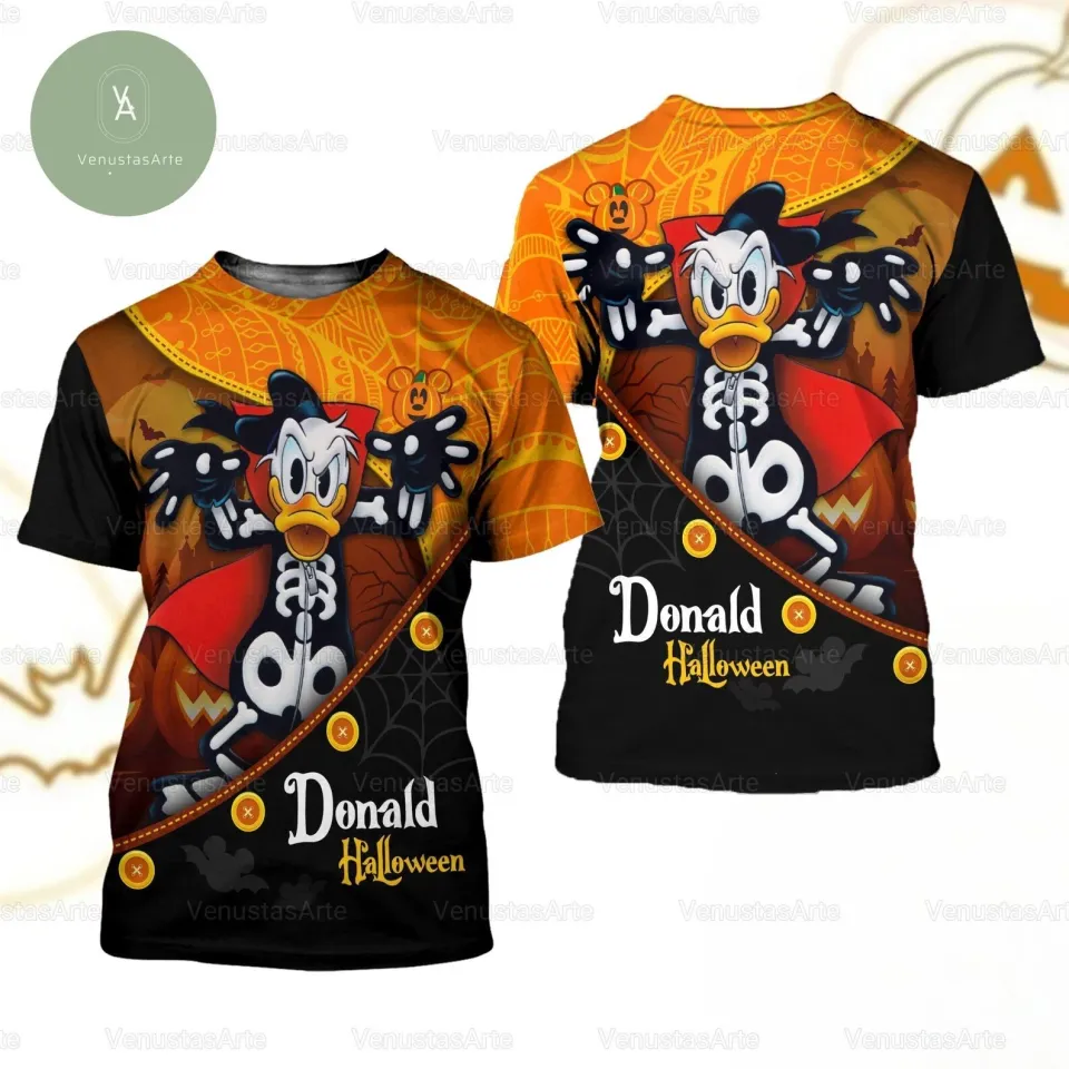 Halloween Donald Duck Skeleton 3D T-SHIRT US Size All Over Print