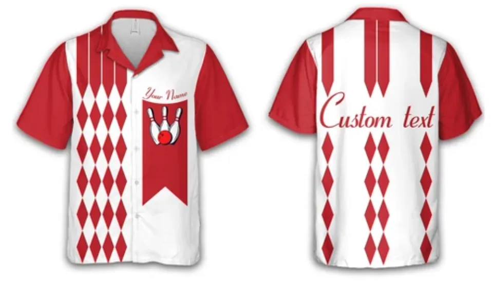 Custom Bowling Shirt For Men, Diamond Personalize Name Bowling Hawaiian Shirt