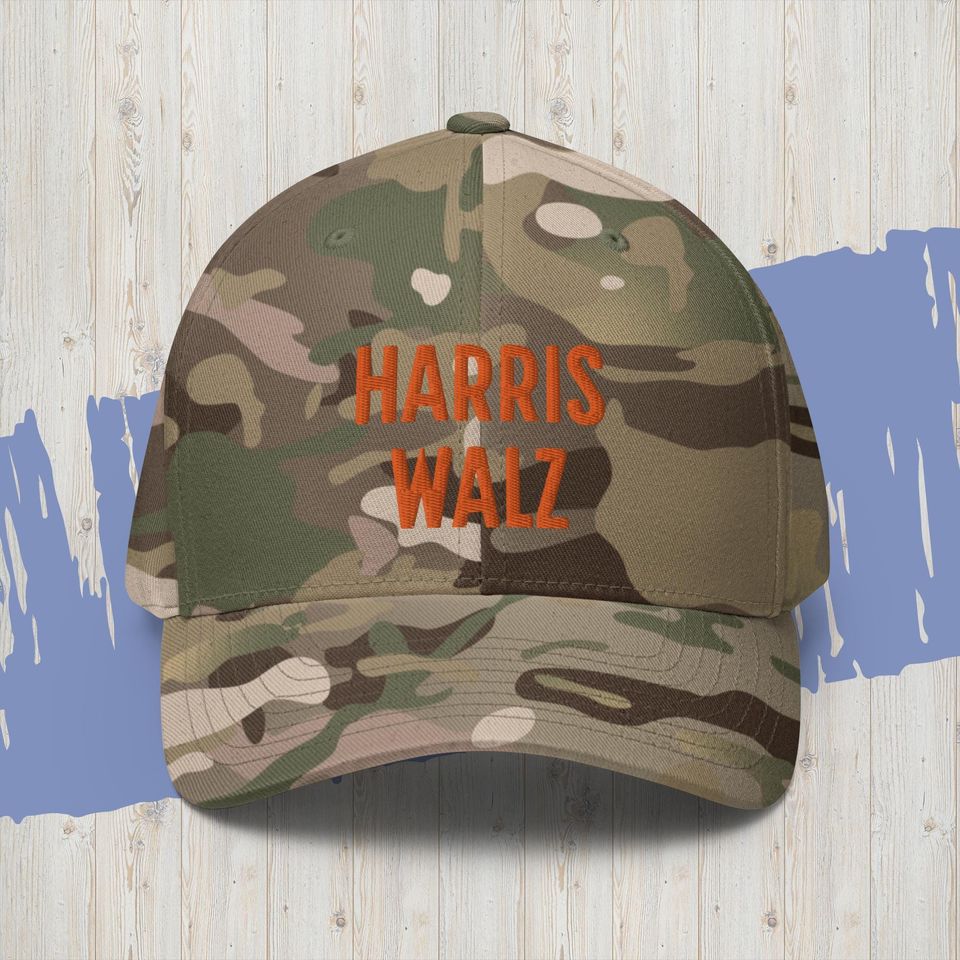 Harris Walz 2024 Camo Dad Hat, Embroidered Trendy Dad Hat, Midwest Election Hat