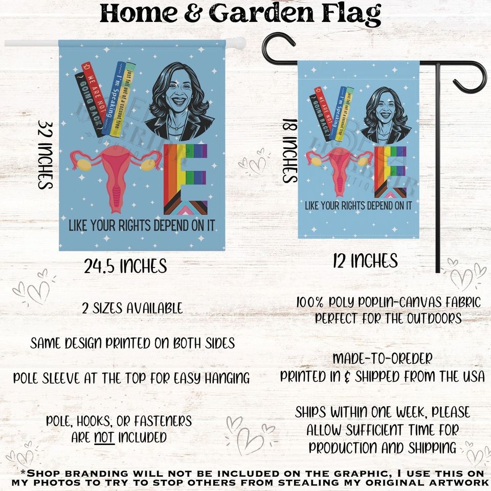 Kamala Harris Vote Garden Flag, Democrat Equality Yard Sign,