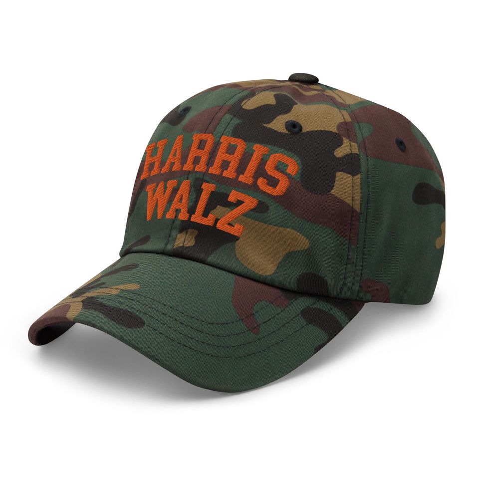 Harris Walz Midwest Dad Hat Orange Camo