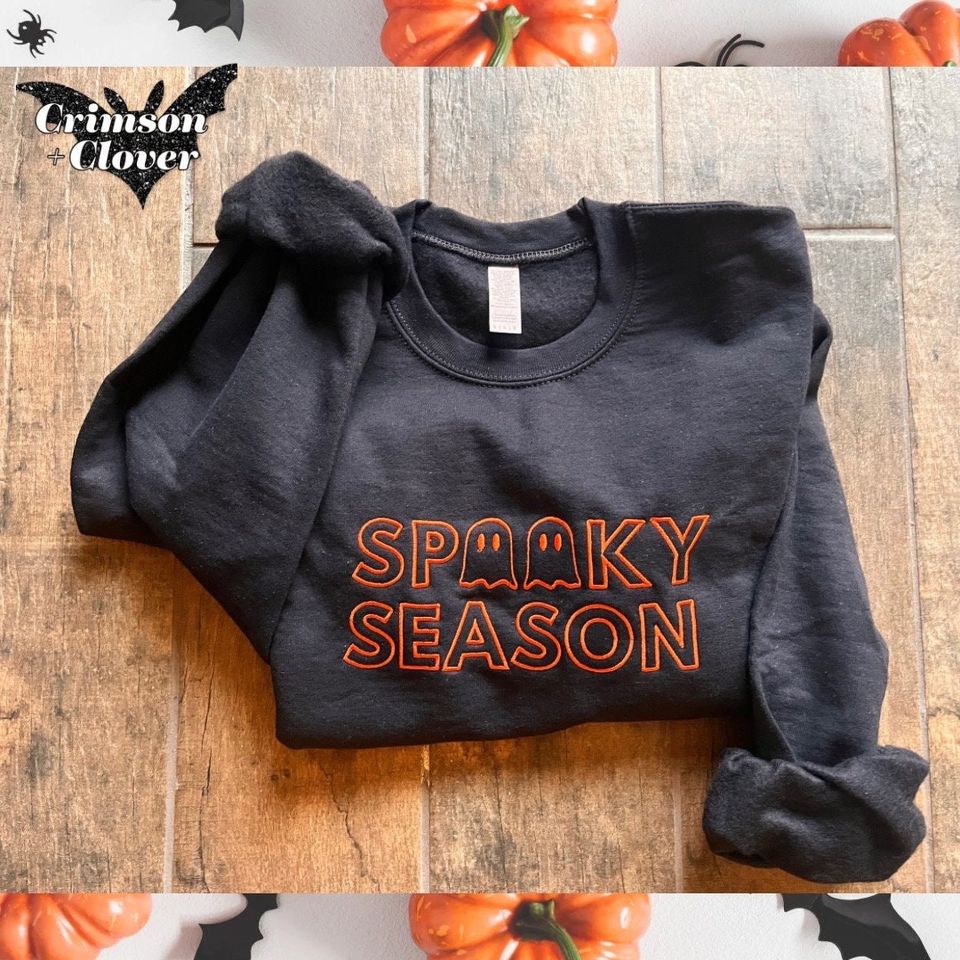 Spooky Season Embroidered Sweatshirt, Crewneck Sweatshirt