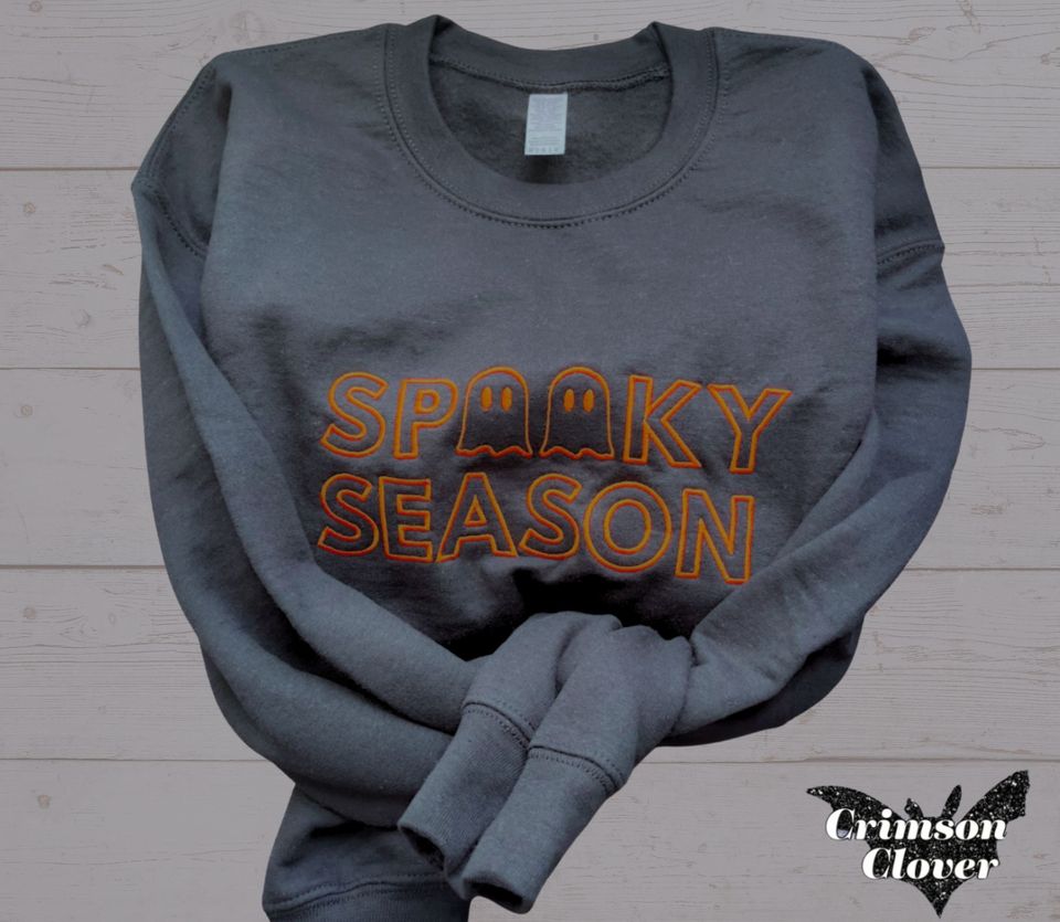 Spooky Season Embroidered Sweatshirt, Crewneck Sweatshirt