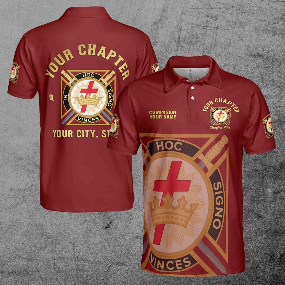 Customize Name Chapter Masonic Knights Templar Freemasonry Men's Polo Shirt