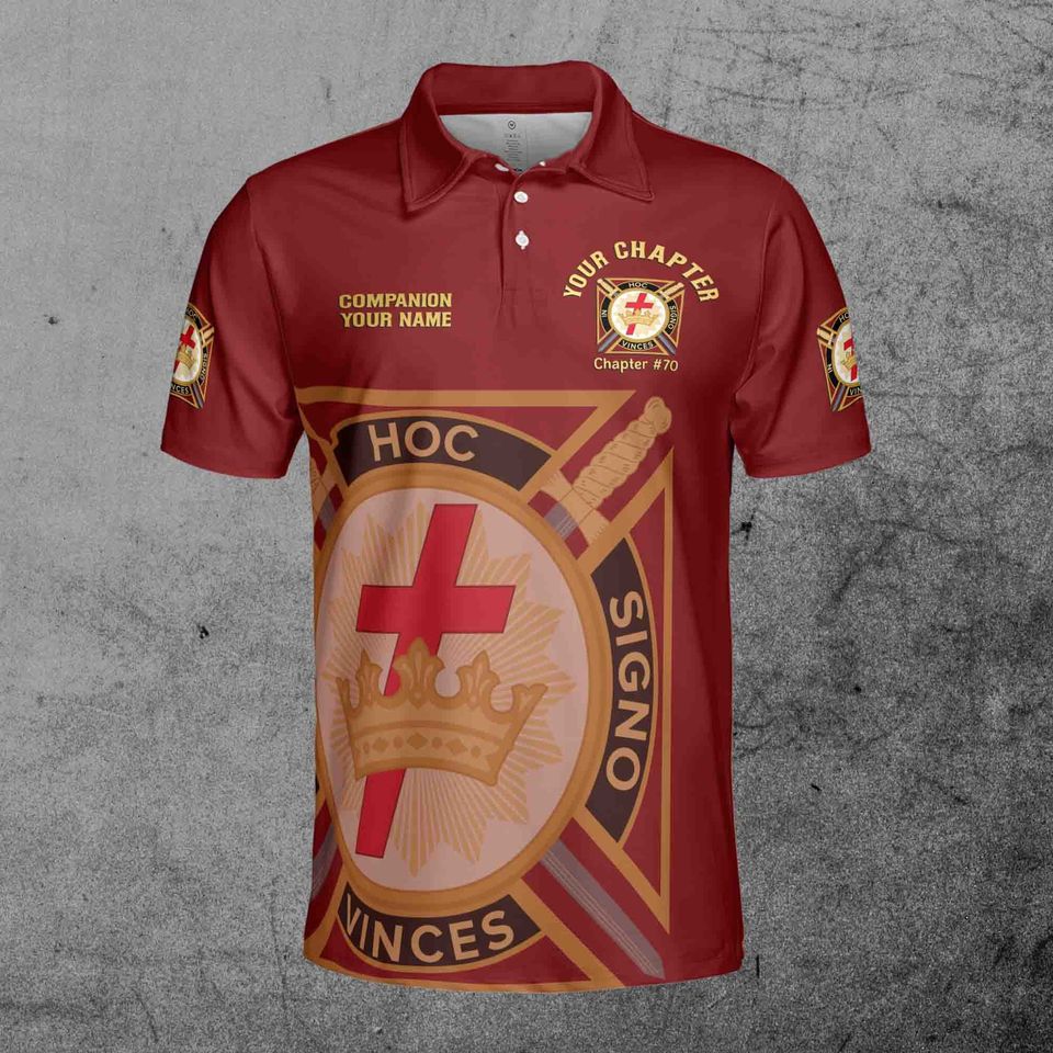 Customize Name Chapter Masonic Knights Templar Freemasonry Men's Polo Shirt