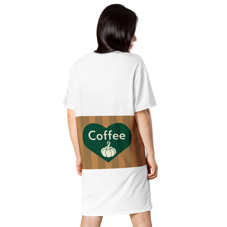 Coffee gift t-shirt dress, Pumpkin spice Coffee, Personalized coffee gift shirt, gift for her, coffee lover gift