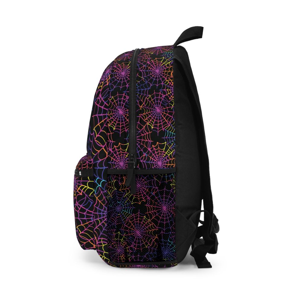 Neon Rainbow Spiderweb Backpack | Stylish and Durable School Bag | Perfect for Everyday Use