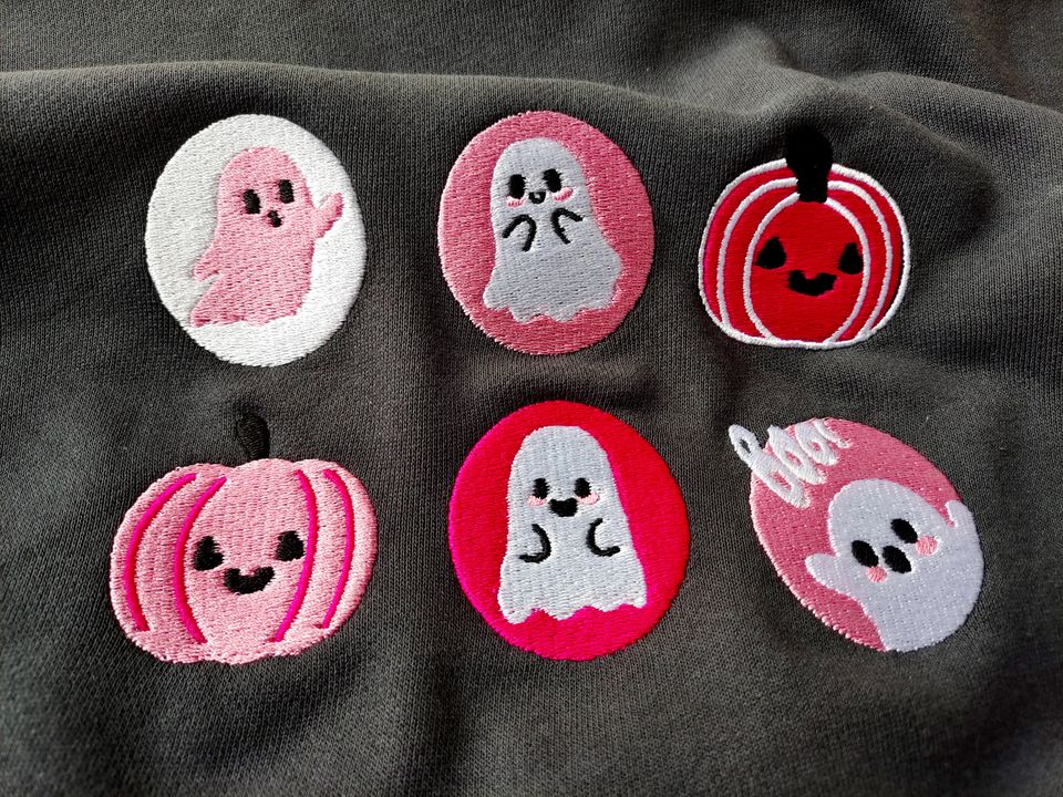 Halloween Sugar Cookies Embroidered Crew Neck Sweatshirt