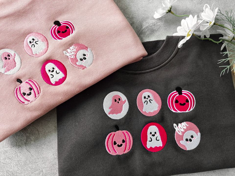 Halloween Sugar Cookies Embroidered Crew Neck Sweatshirt