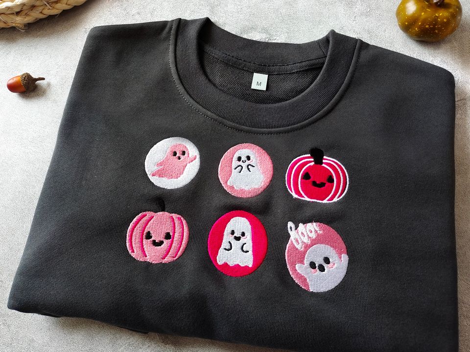 Halloween Sugar Cookies Embroidered Crew Neck Sweatshirt