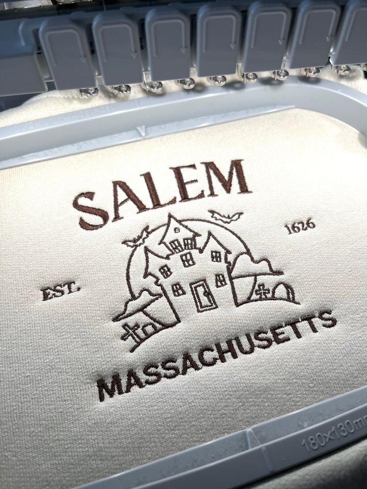 Salem Massachusetts Halloween Embroidered Sweatshirt