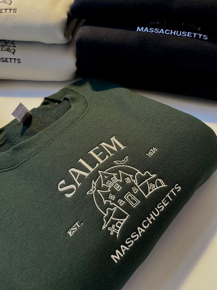 Salem Massachusetts Halloween Embroidered Sweatshirt
