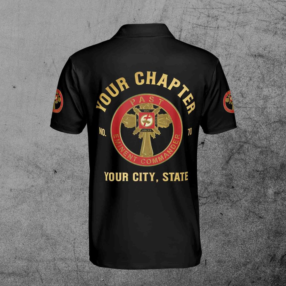 Customize Name Chapter Masonic Knights Templar Past Commander Freemasonry Men's Polo Shirt