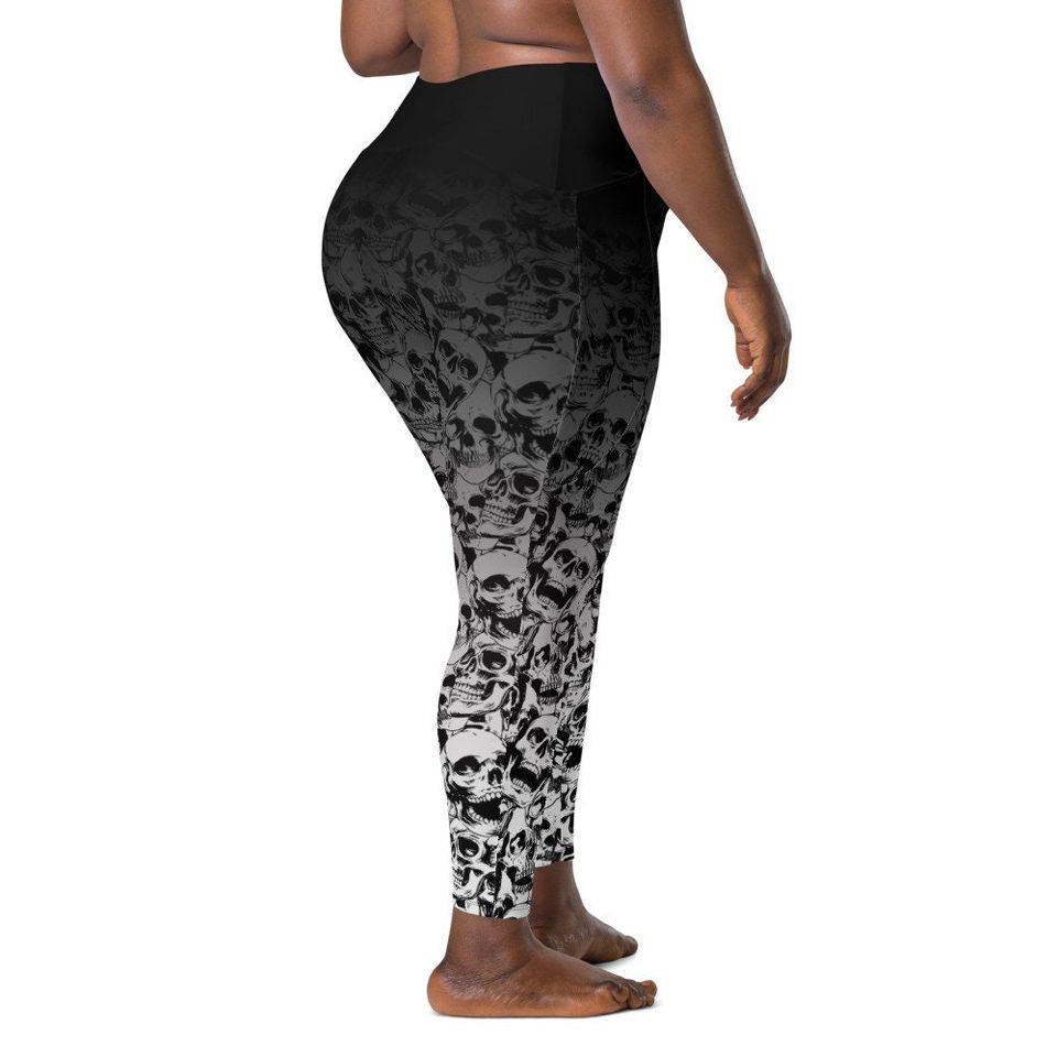 Skull Pattern Leggings with Pockets - Halloween - Goth - Emo - Spooky Season