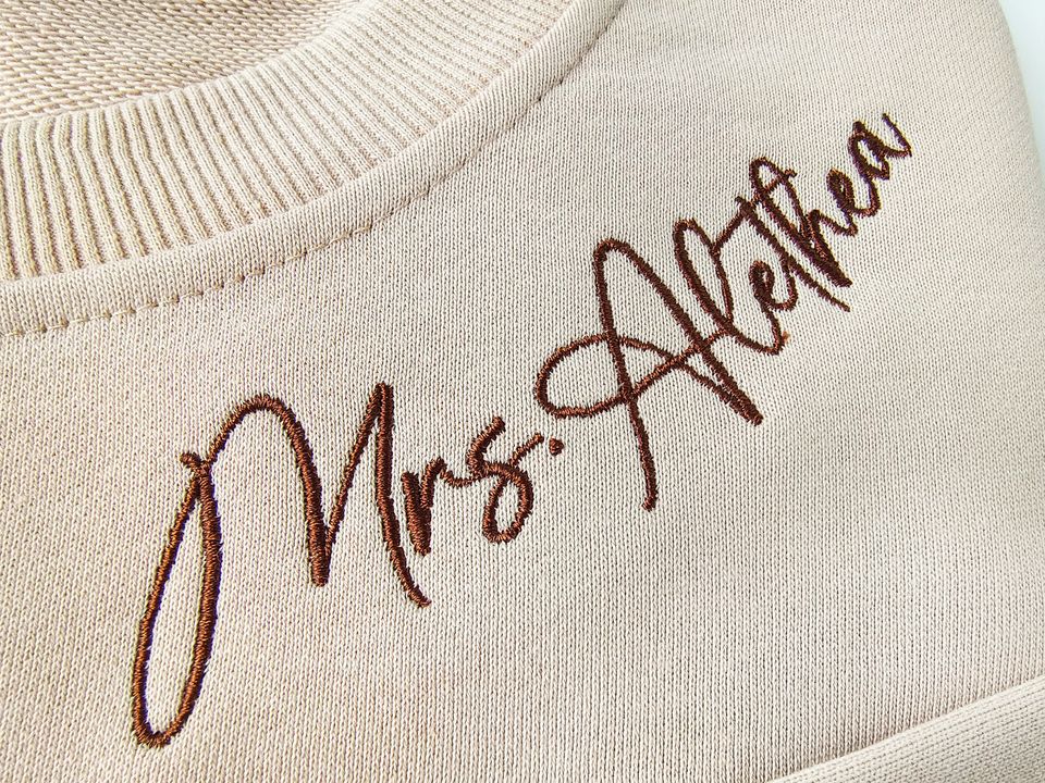 Custom Neckline Mrs. Embroidered Sweatshirt, Name On Neckline,Future Mrs sweatshirt