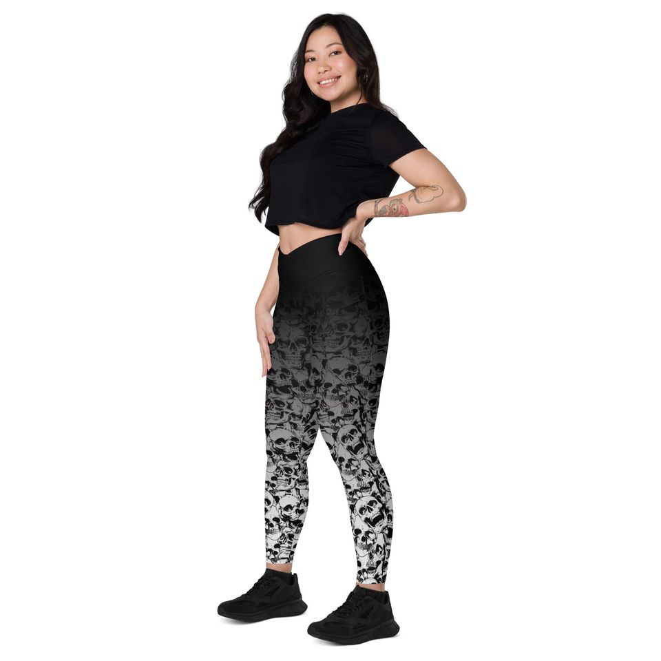 Skull Pattern Leggings with Pockets - Halloween - Goth - Emo - Spooky Season