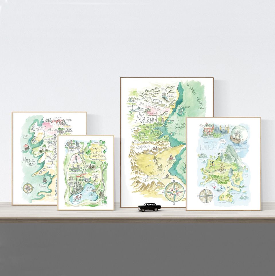 Mary Poppins Watercolor Map Art Poster