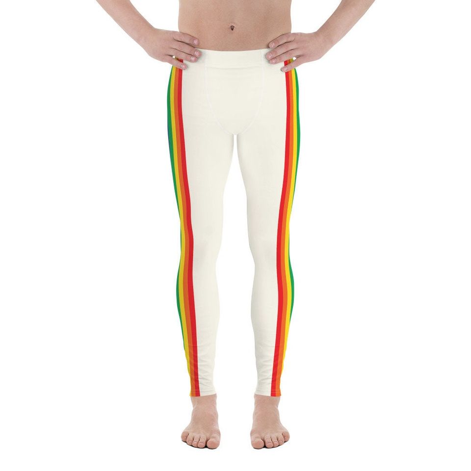 Rainbow Striped and Soft Cream Men's Leggings
