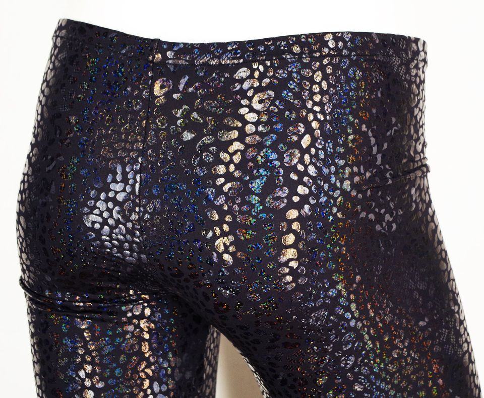 Festival Leggings Men's in Black Holographic Iridescent