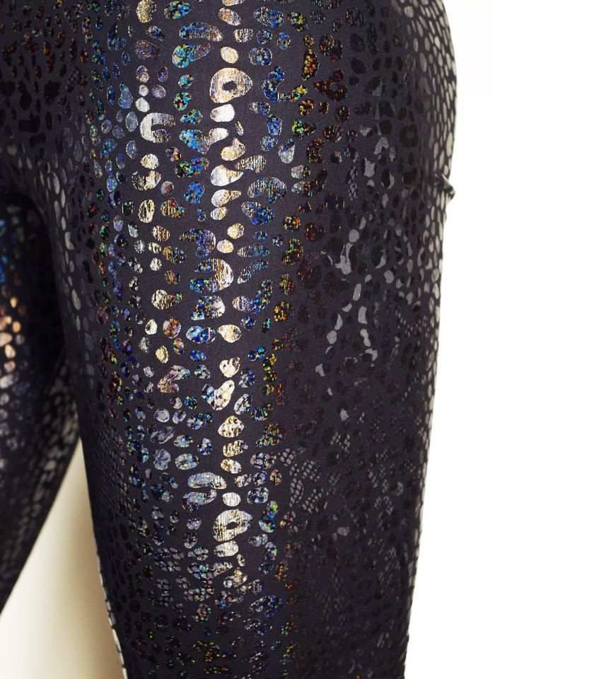 Festival Leggings Men's in Black Holographic Iridescent