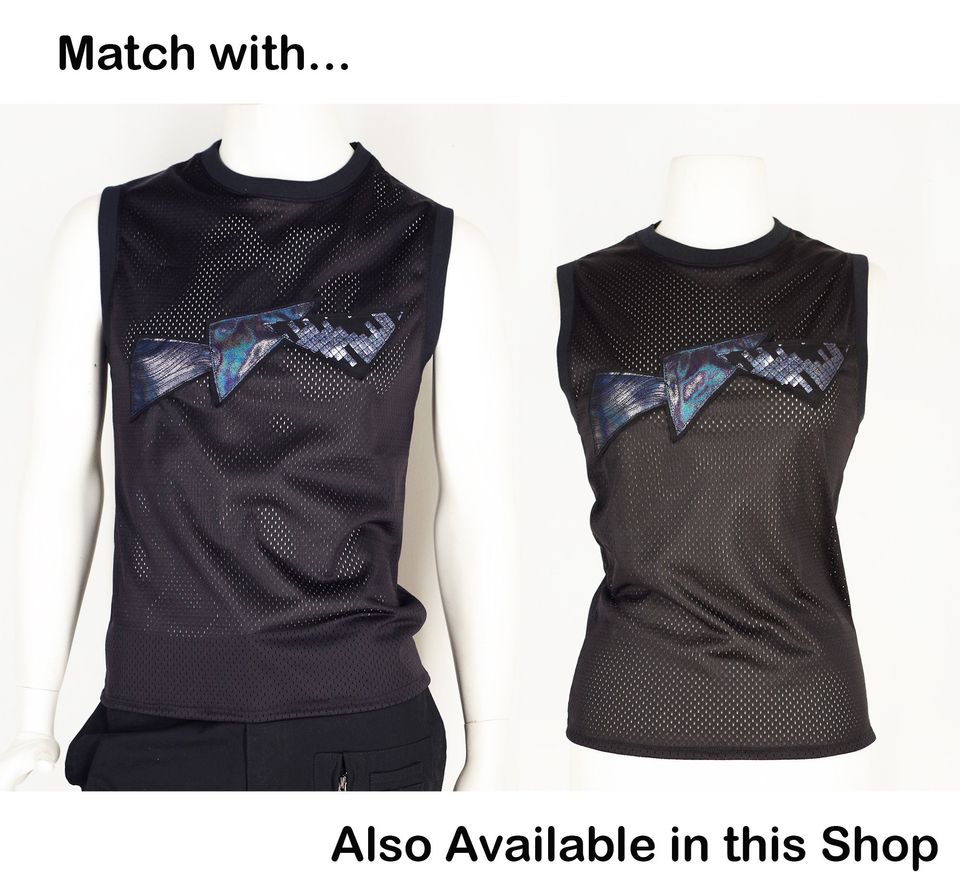 Festival Leggings Men's in Black Holographic Iridescent