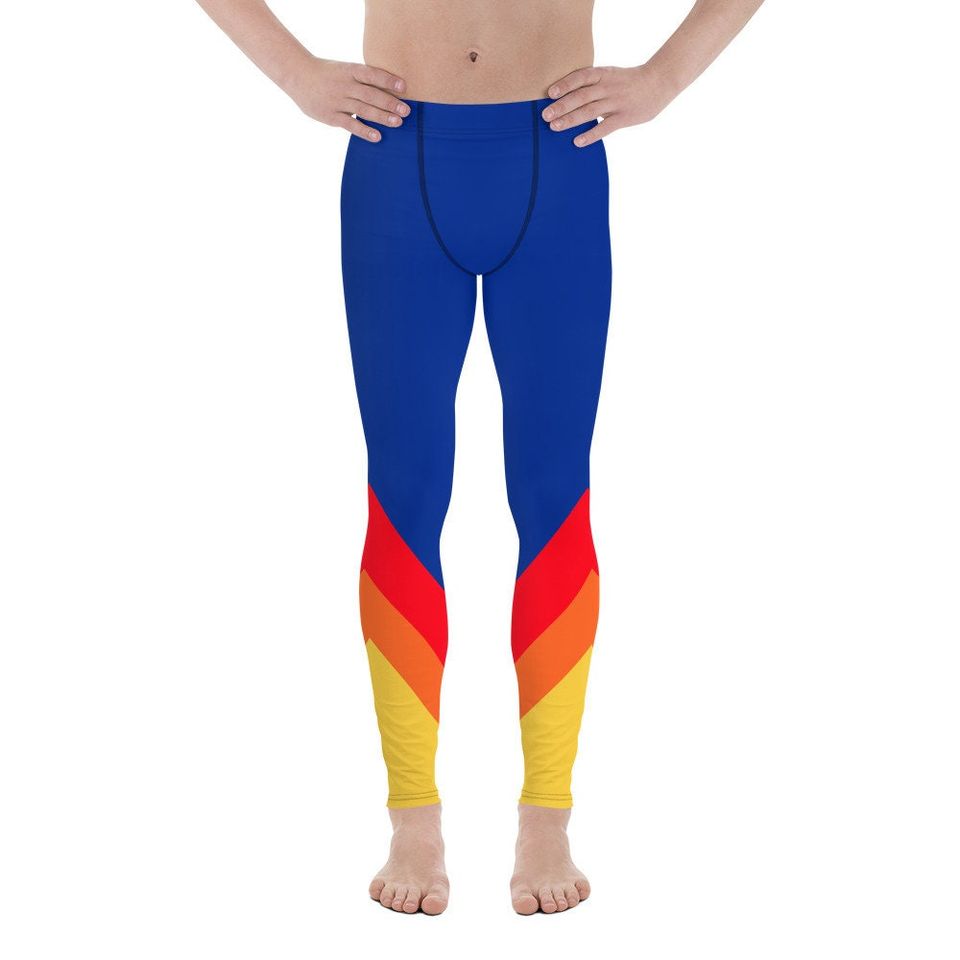 Retro Block Chevron Men's Leggings
