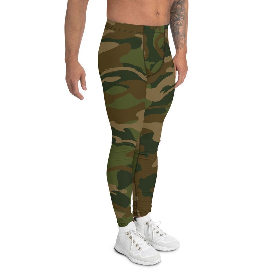 Camo Style Classic Green Camouflage Pattern Fashion Leggings for Men