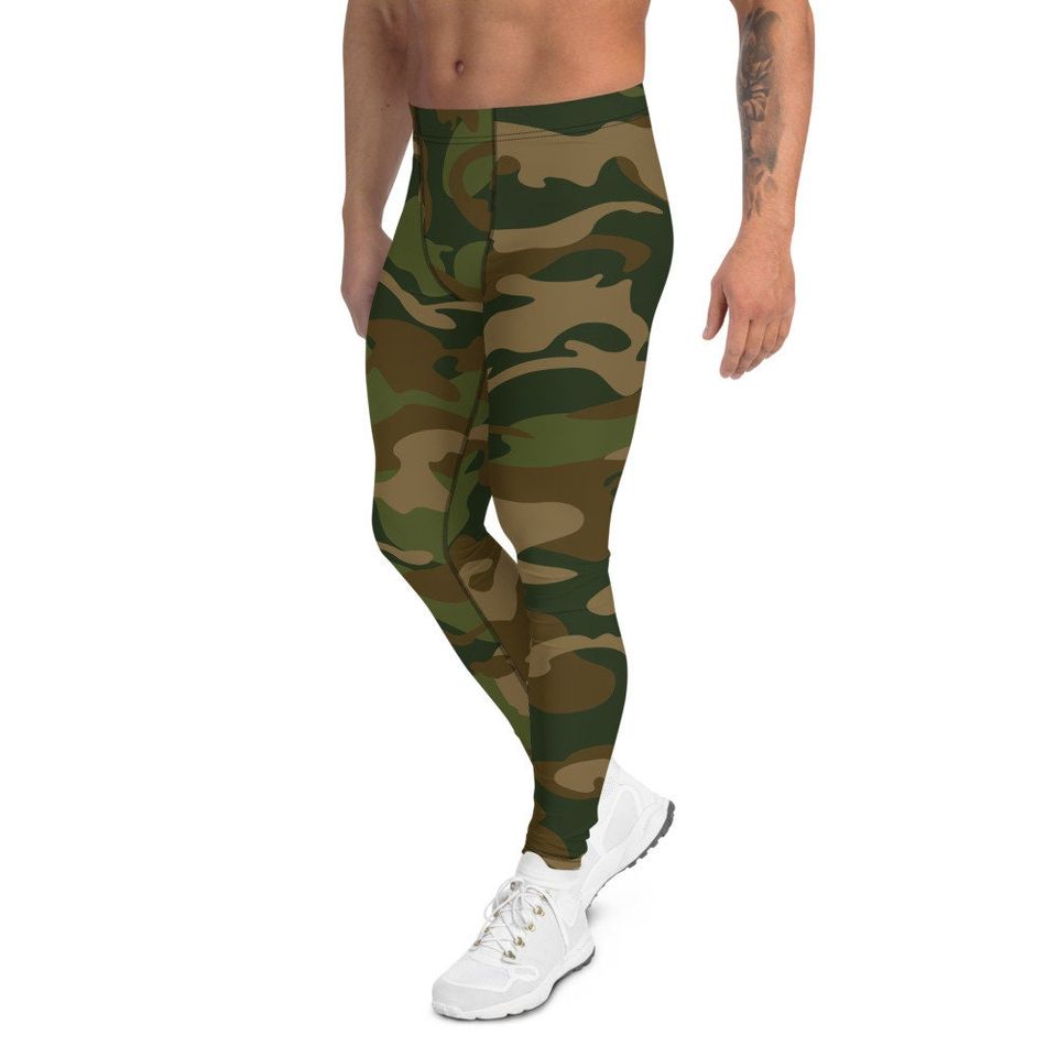 Camo Style Classic Green Camouflage Pattern Fashion Leggings for Men