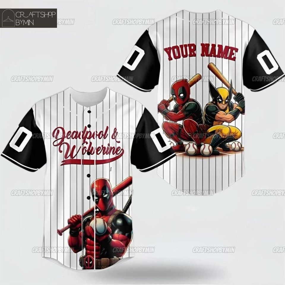Custom Name Deadpool Wolverine Baseball Jersey, Wolverine Shirt, Deadpool Jersey, Wolverine Deadpool Jersey, Deadpool Fan Gift