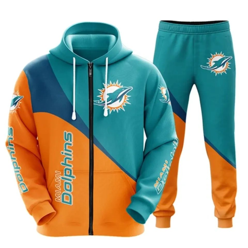 Miami Dolphins Men's Hoodie Jogger Sets, Sport Outfits