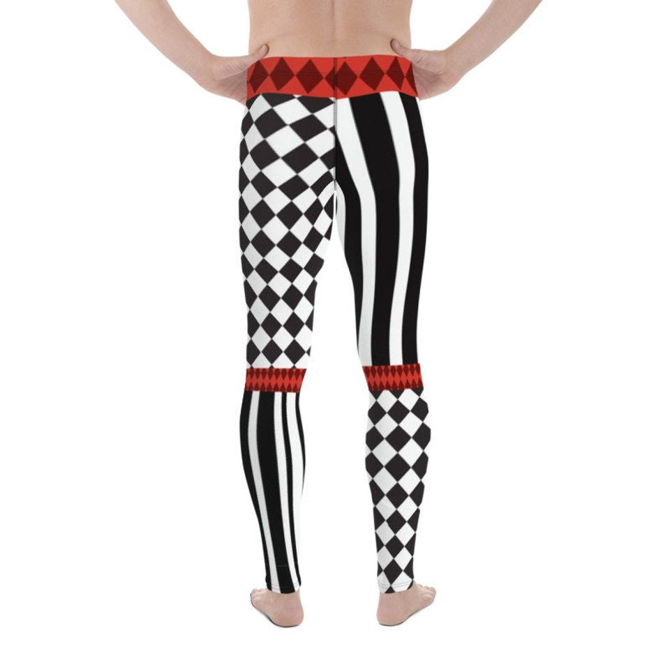 Men's Harlequin Jester Black and Red Athletic Leggings