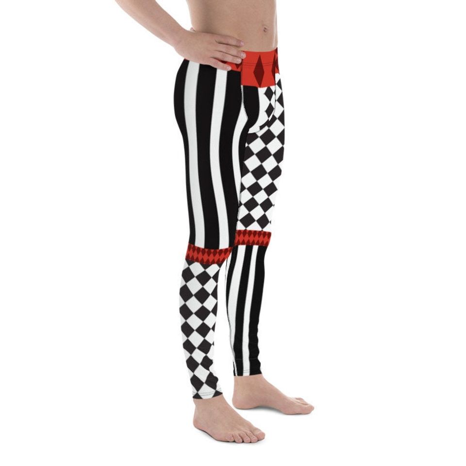 Men's Harlequin Jester Black and Red Athletic Leggings