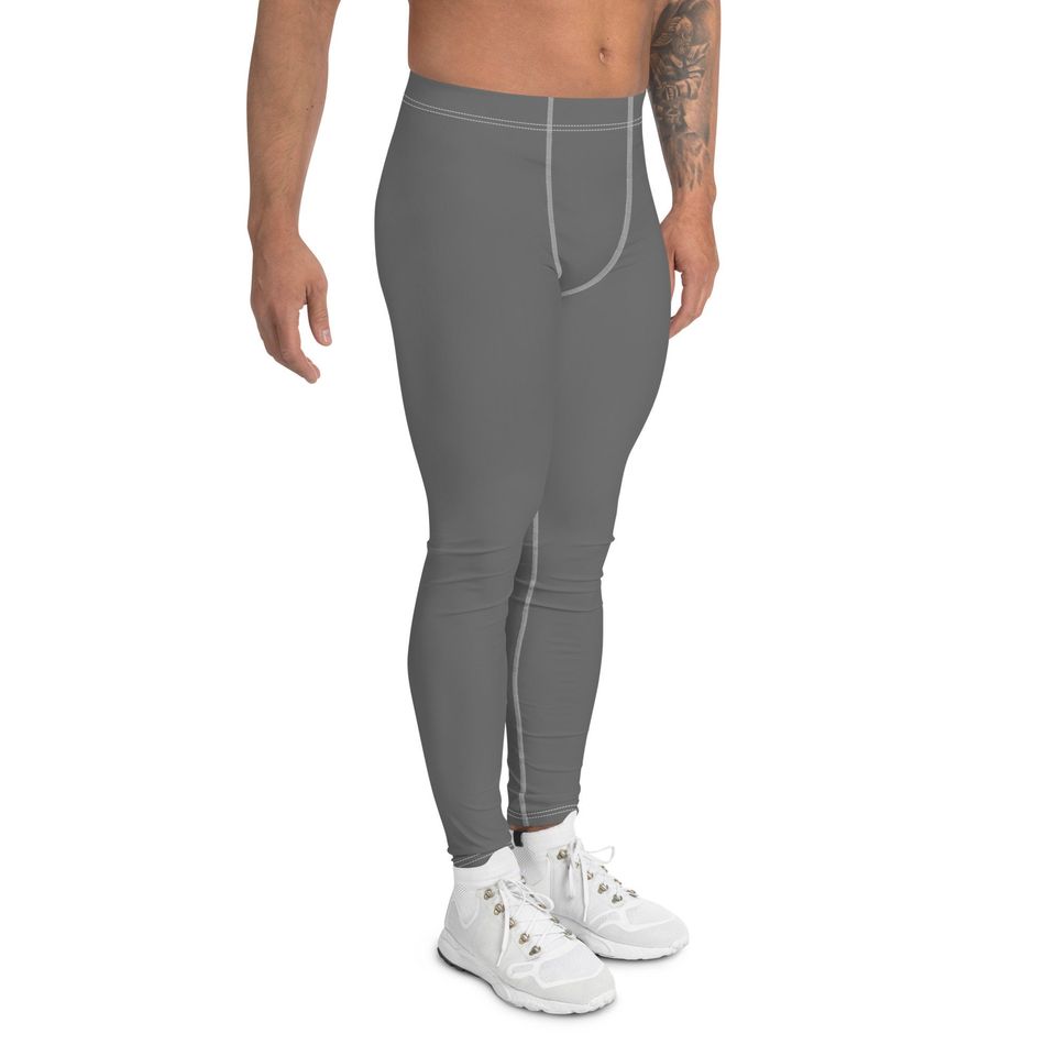 Gray Mens Leggings | Workout Leggings | Solid Color | Running Leggings