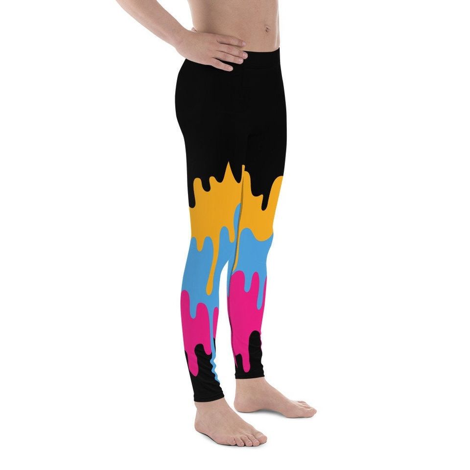CMYK Ink Drip Men's Leggings | Training Pants | Mens Activewear