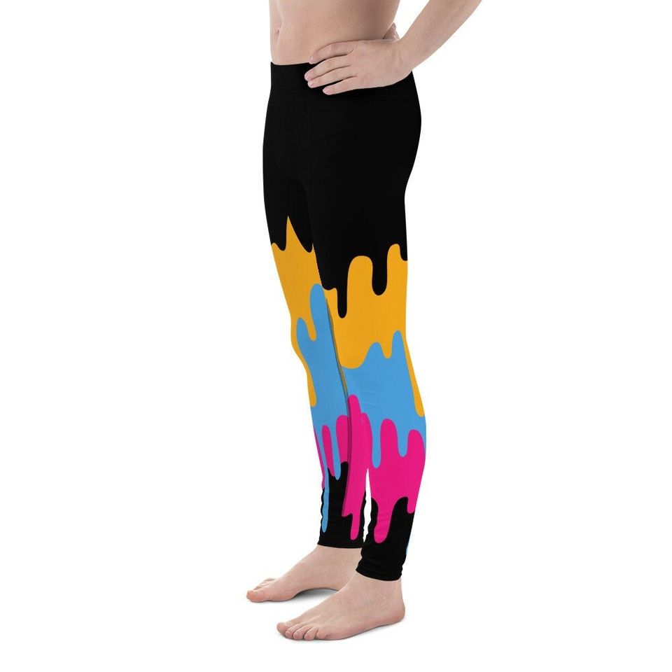 CMYK Ink Drip Men's Leggings | Training Pants | Mens Activewear