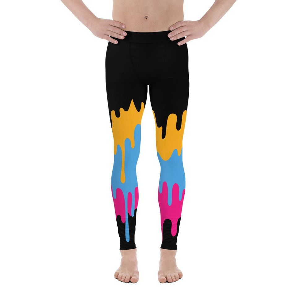 CMYK Ink Drip Men's Leggings | Training Pants | Mens Activewear