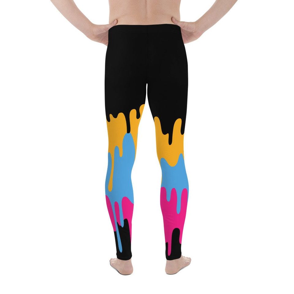 CMYK Ink Drip Men's Leggings | Training Pants | Mens Activewear
