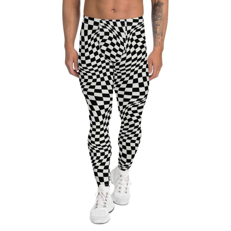Checkerboard Op Art Man Leggings. Premium quality.