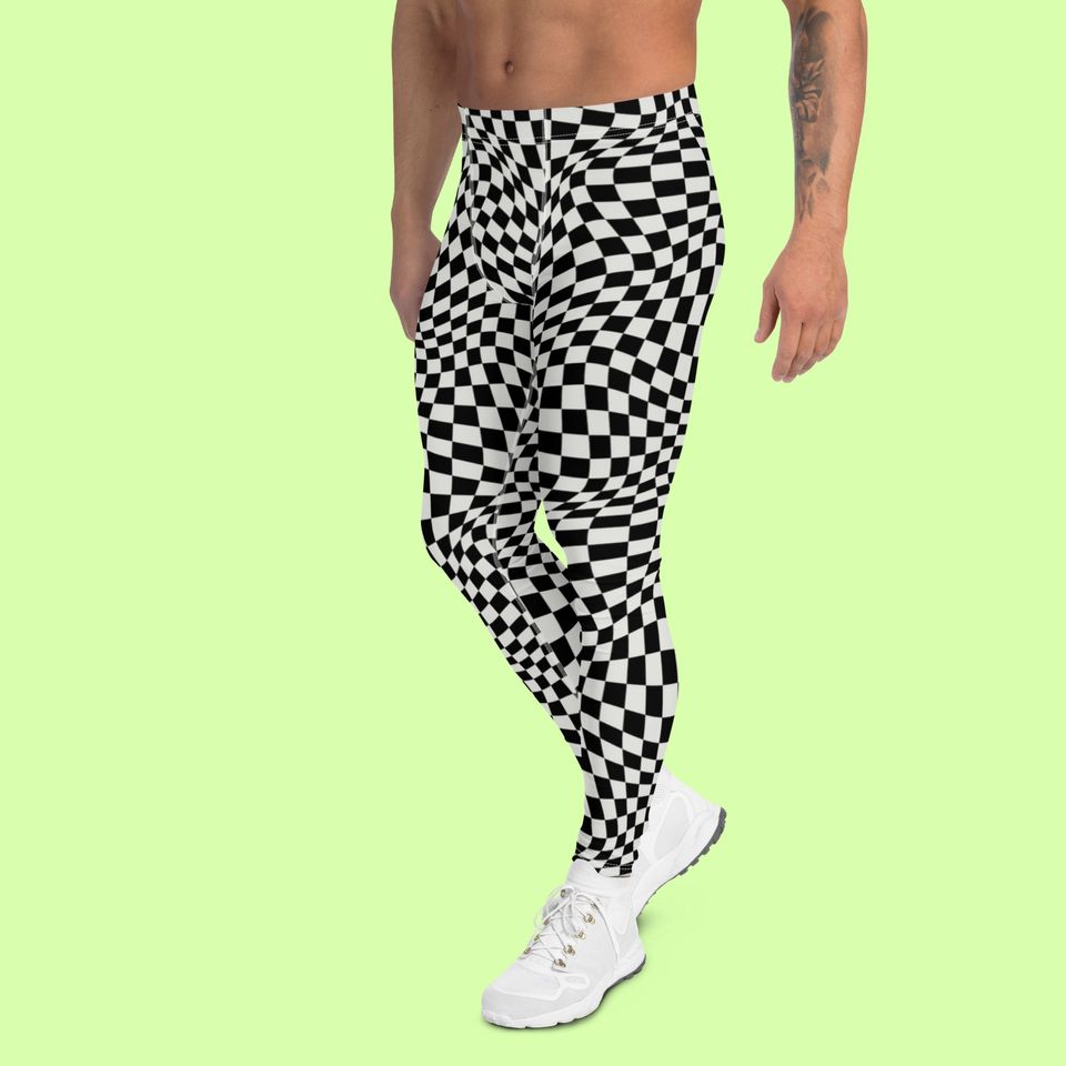 Checkerboard Op Art Man Leggings. Premium quality.