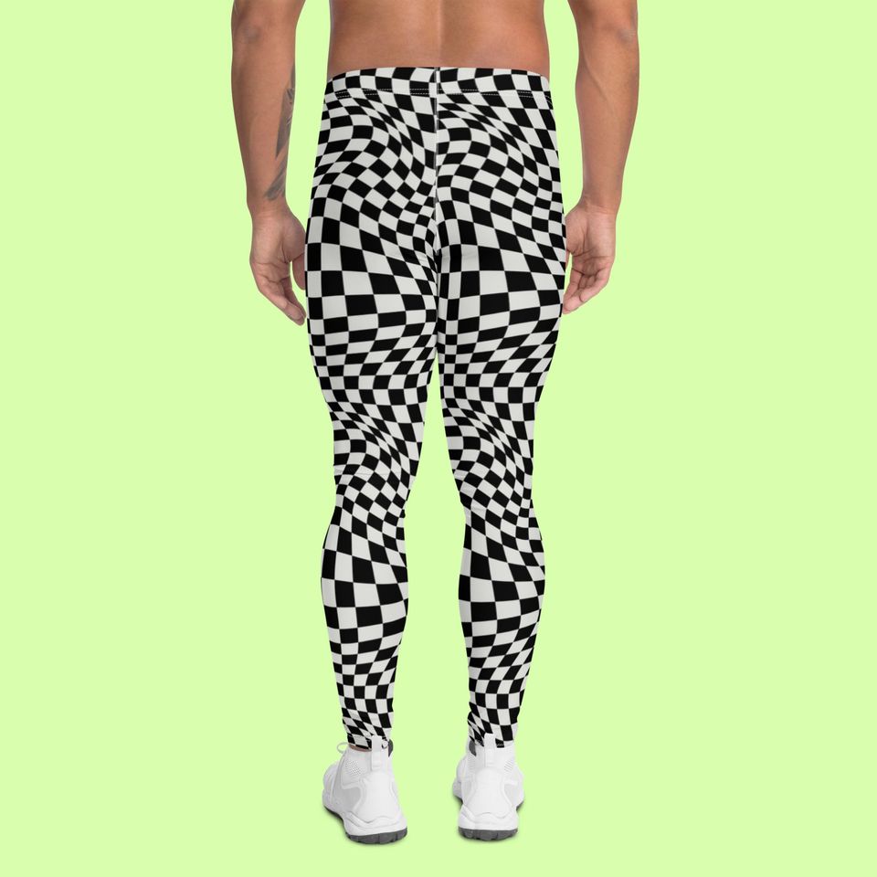 Checkerboard Op Art Man Leggings. Premium quality.