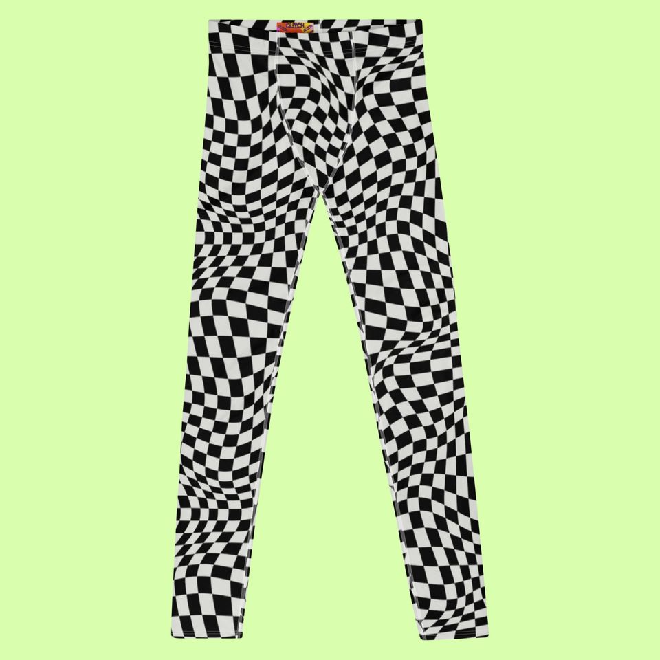 Checkerboard Op Art Man Leggings. Premium quality.